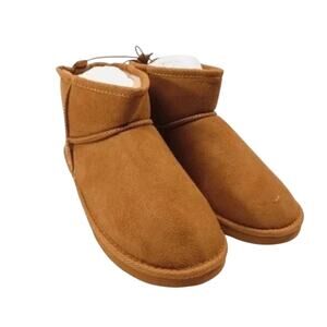 MIA Syndee Faux Fur Lined Cozy Booties 9 NWOT Brown Boots Slip On